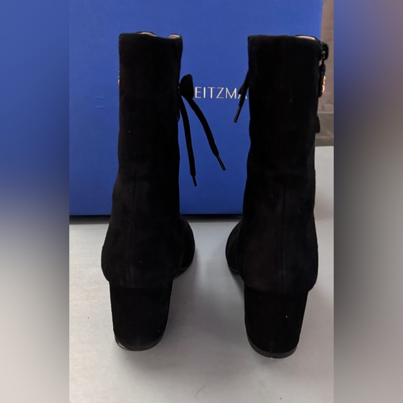 Stuart Weitzman  Black Lace-Up Ankle Boots 7.5 - Picture 6 of 15